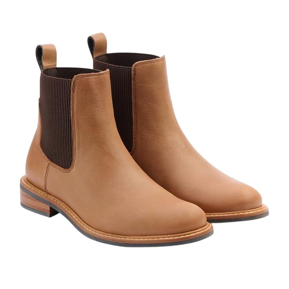 Nisolo Womens Carmen Chelsea Boots Size 7.5M Tan Leather Waterproof NWOB